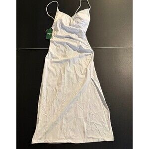 Halara NWT White Side Slit Maxi Dress Lace-Up Back Slip Dress Medium M